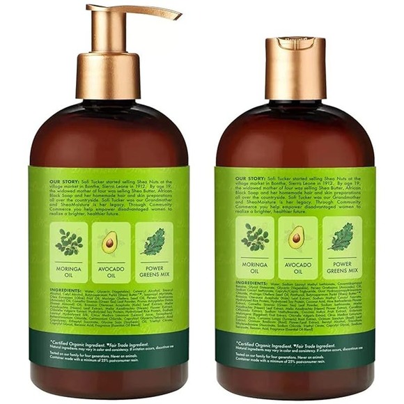 SheaMoisture Power Greens Shampoo & Conditioner Moringa & Avocado 13oz - Picture 3 of 7